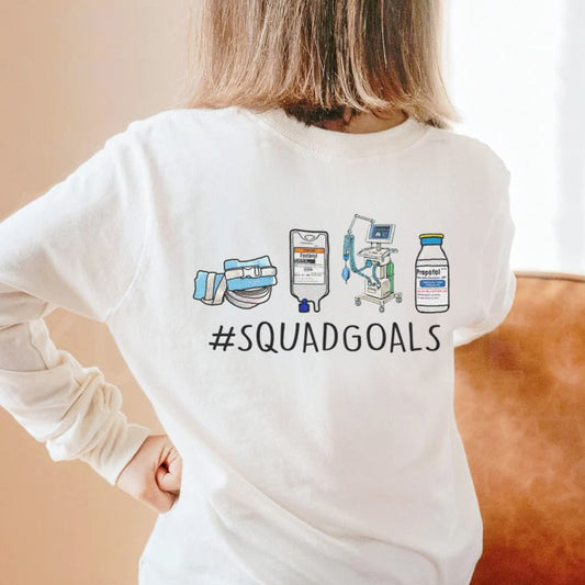 Squad Goals Design on Back Long Sleeve Shirt