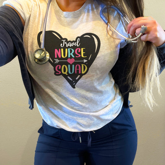 Travel Nurse Squad in Heart T-Shirt