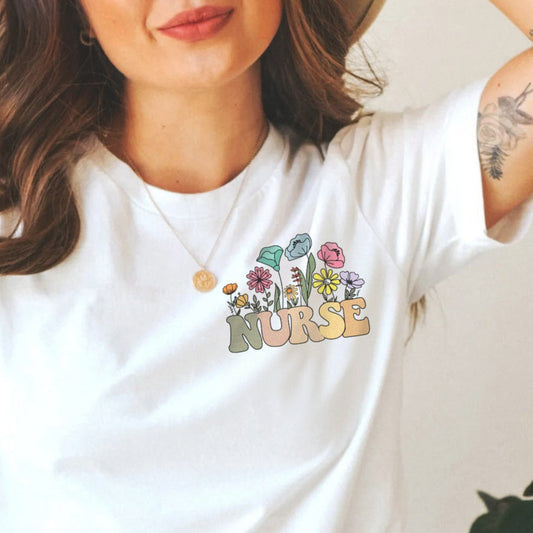 Wildflowers Nurse Minimalist T-Shirt